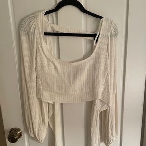 Petal & Pup White long sleeve shirt with open back